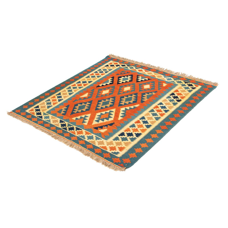 Kelim-tæppe - orientalsk firkantet  - 103 x 103 cm - rust