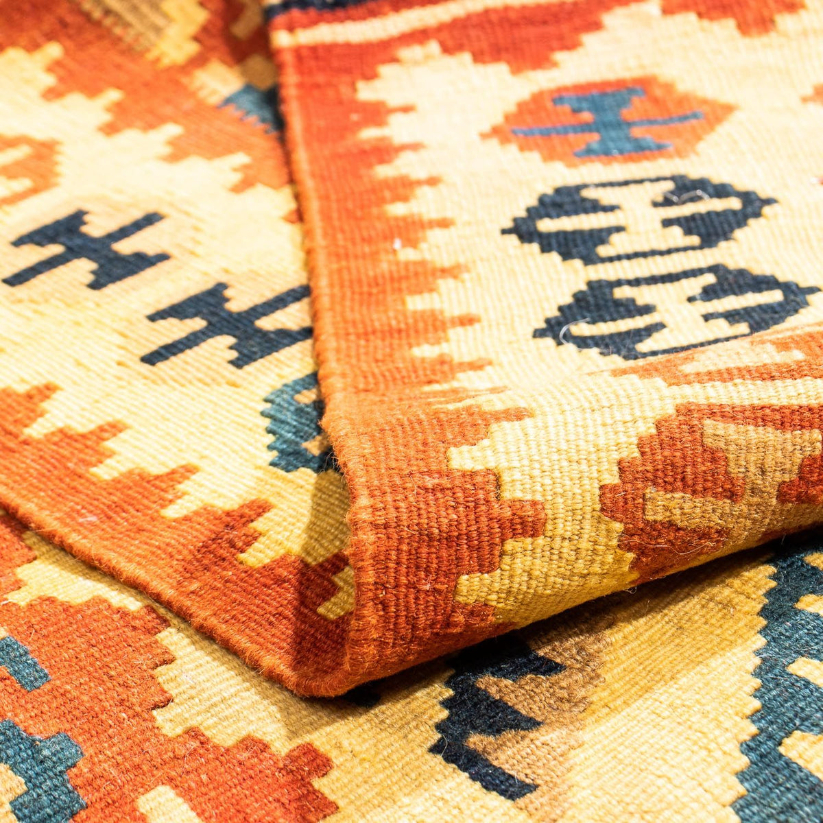 Kelim-tæppe - orientalsk firkantet  - 103 x 100 cm - beige