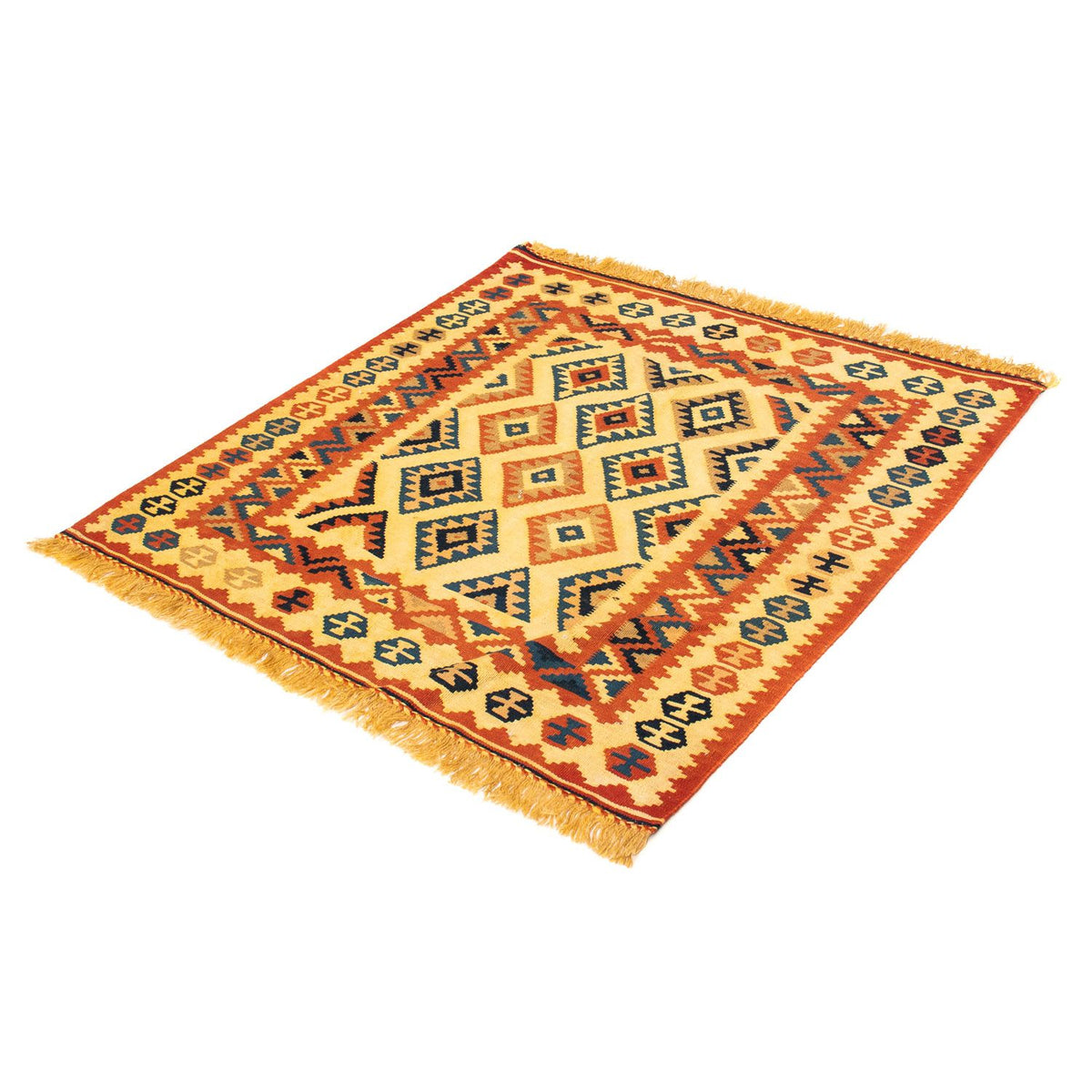 Kelim-tæppe - orientalsk firkantet  - 103 x 100 cm - beige