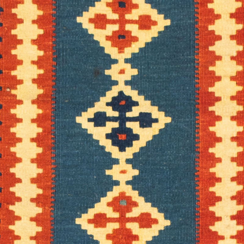 Kelim-tæppe - orientalsk firkantet  - 100 x 100 cm - mørkeblå