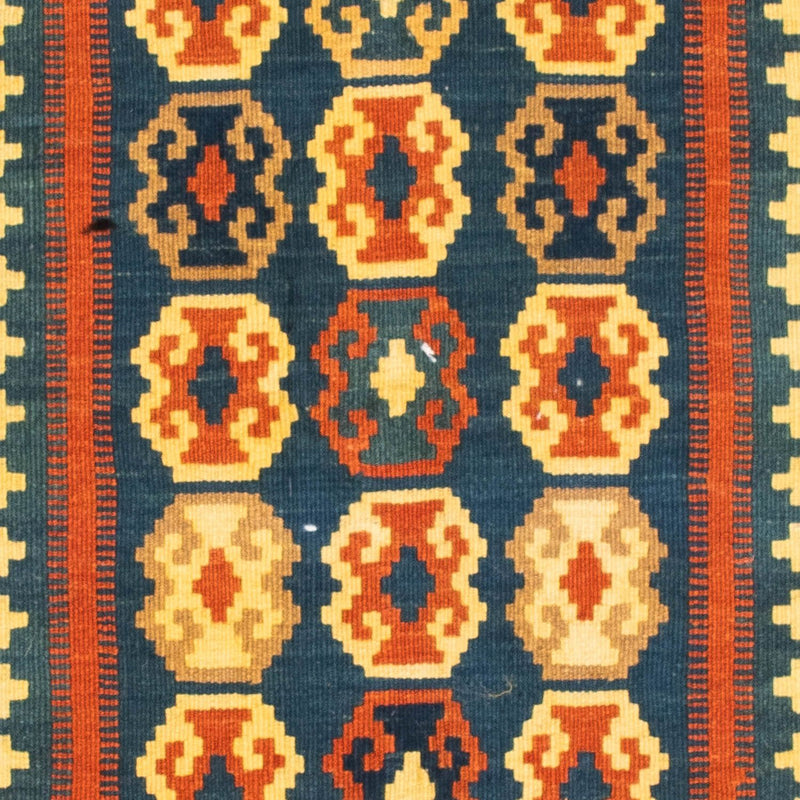 Kelim-tæppe - orientalsk firkantet  - 100 x 98 cm - mørkeblå