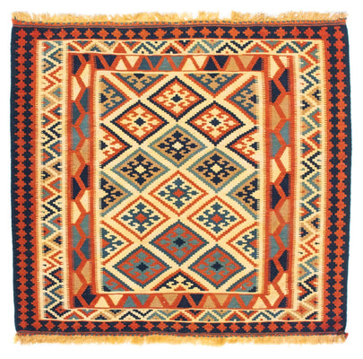 Kelim-tæppe - orientalsk firkantet  - 103 x 100 cm - beige