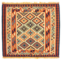 Kelim-tæppe - orientalsk firkantet  - 103 x 100 cm - beige