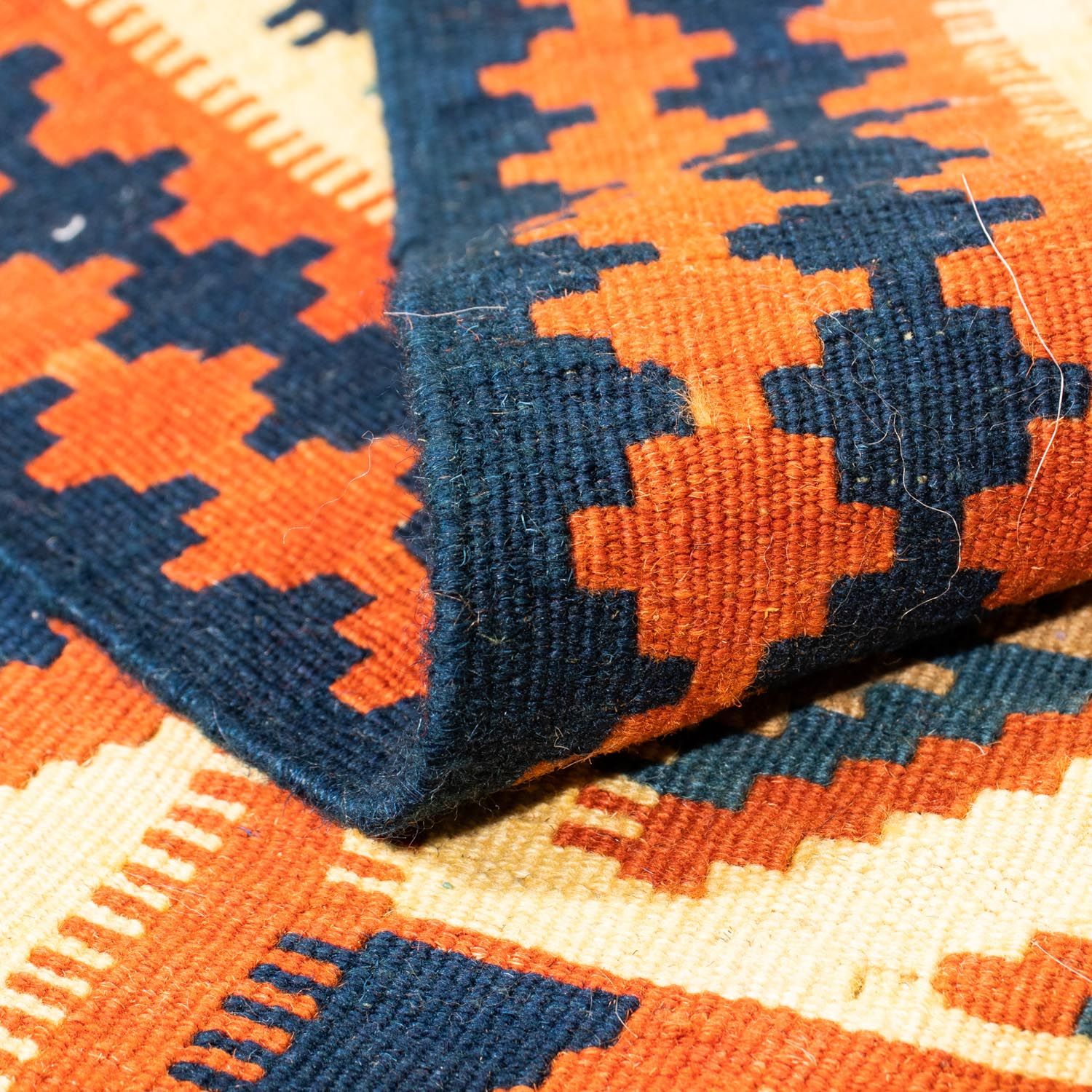 Kelim-tæppe - orientalsk firkantet  - 103 x 100 cm - beige