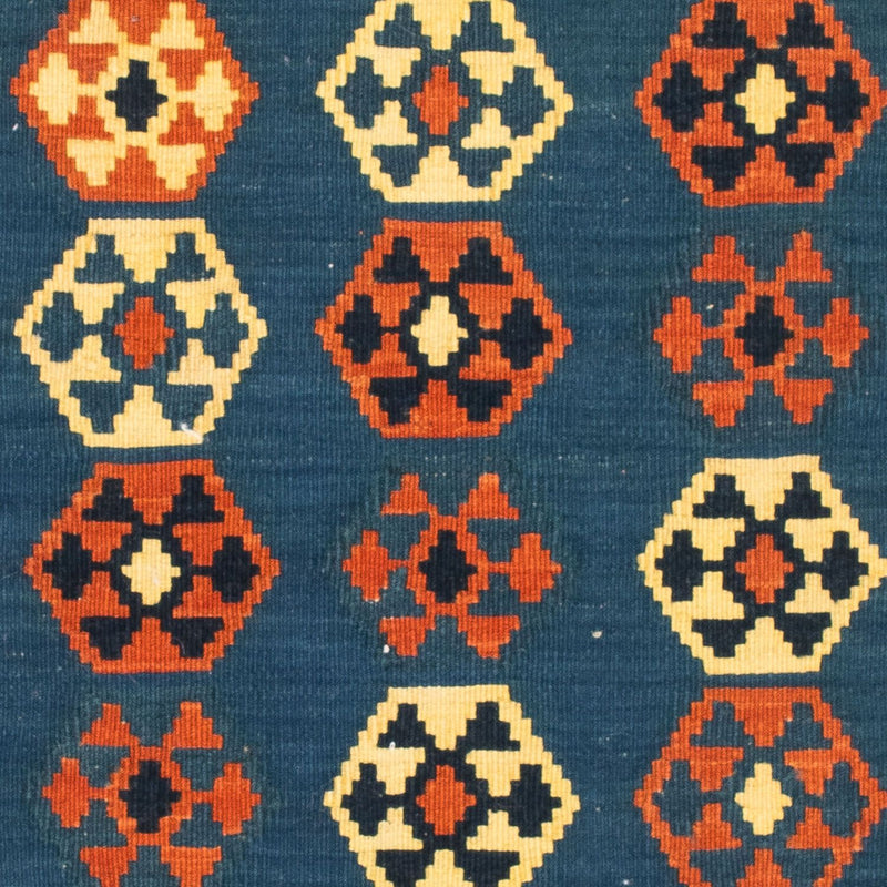 Kelim-tæppe - orientalsk firkantet  - 105 x 103 cm - mørkeblå