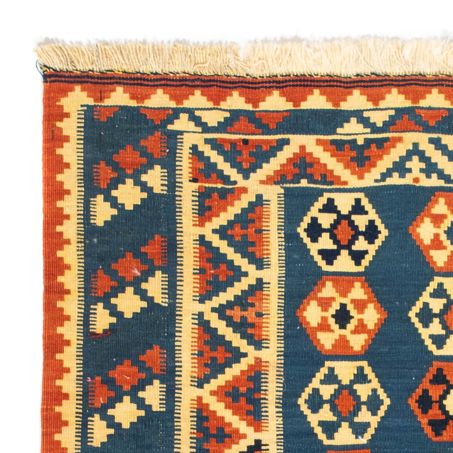 Kelim-tæppe - orientalsk firkantet  - 105 x 103 cm - mørkeblå