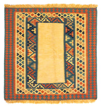 Kelim-tæppe - orientalsk firkantet  - 100 x 97 cm - beige