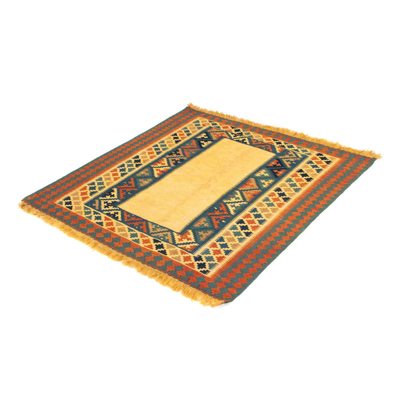 Kelim-tæppe - orientalsk firkantet  - 100 x 97 cm - beige