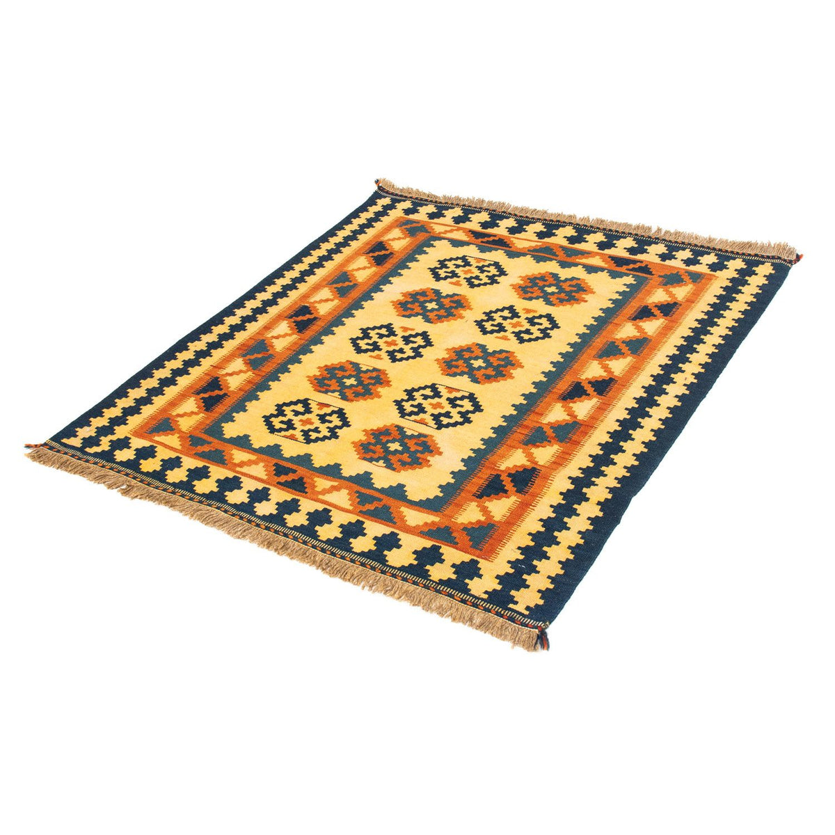 Kelim-tæppe - orientalsk firkantet  - 107 x 100 cm - lys beige