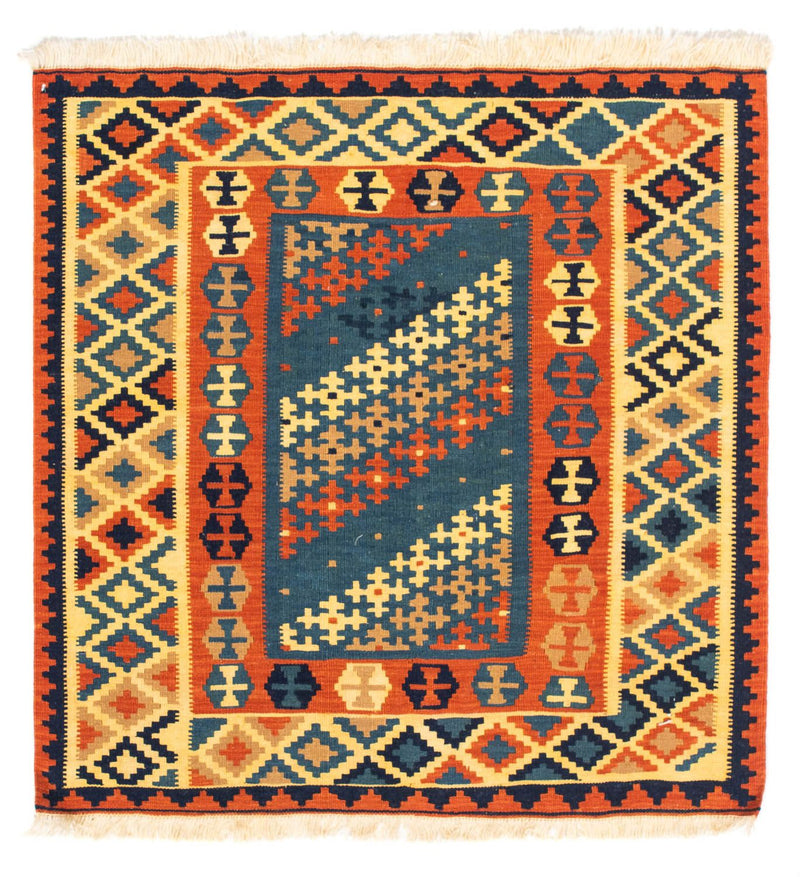 Kelim-tæppe - orientalsk firkantet  - 105 x 100 cm - flerfarvet