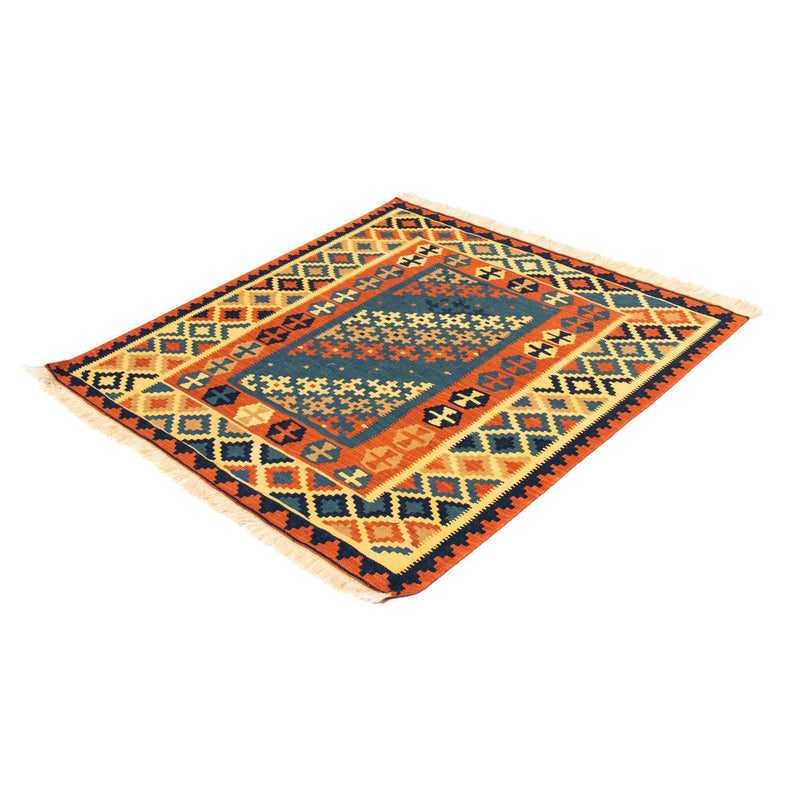 Kelim-tæppe - orientalsk firkantet  - 105 x 100 cm - flerfarvet