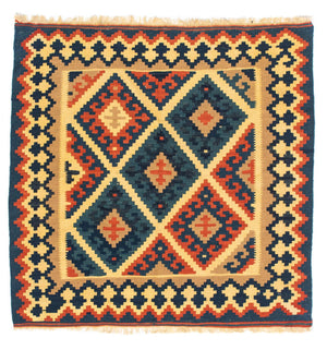 Kelim-tæppe - orientalsk firkantet  - 98 x 96 cm - flerfarvet