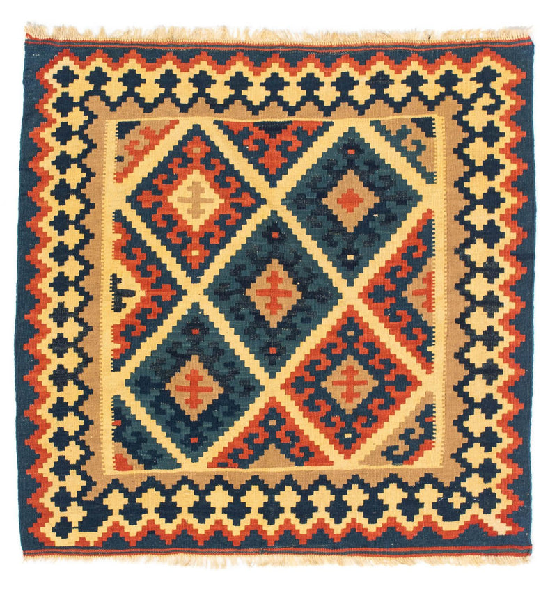 Kelim-tæppe - orientalsk firkantet  - 98 x 96 cm - flerfarvet