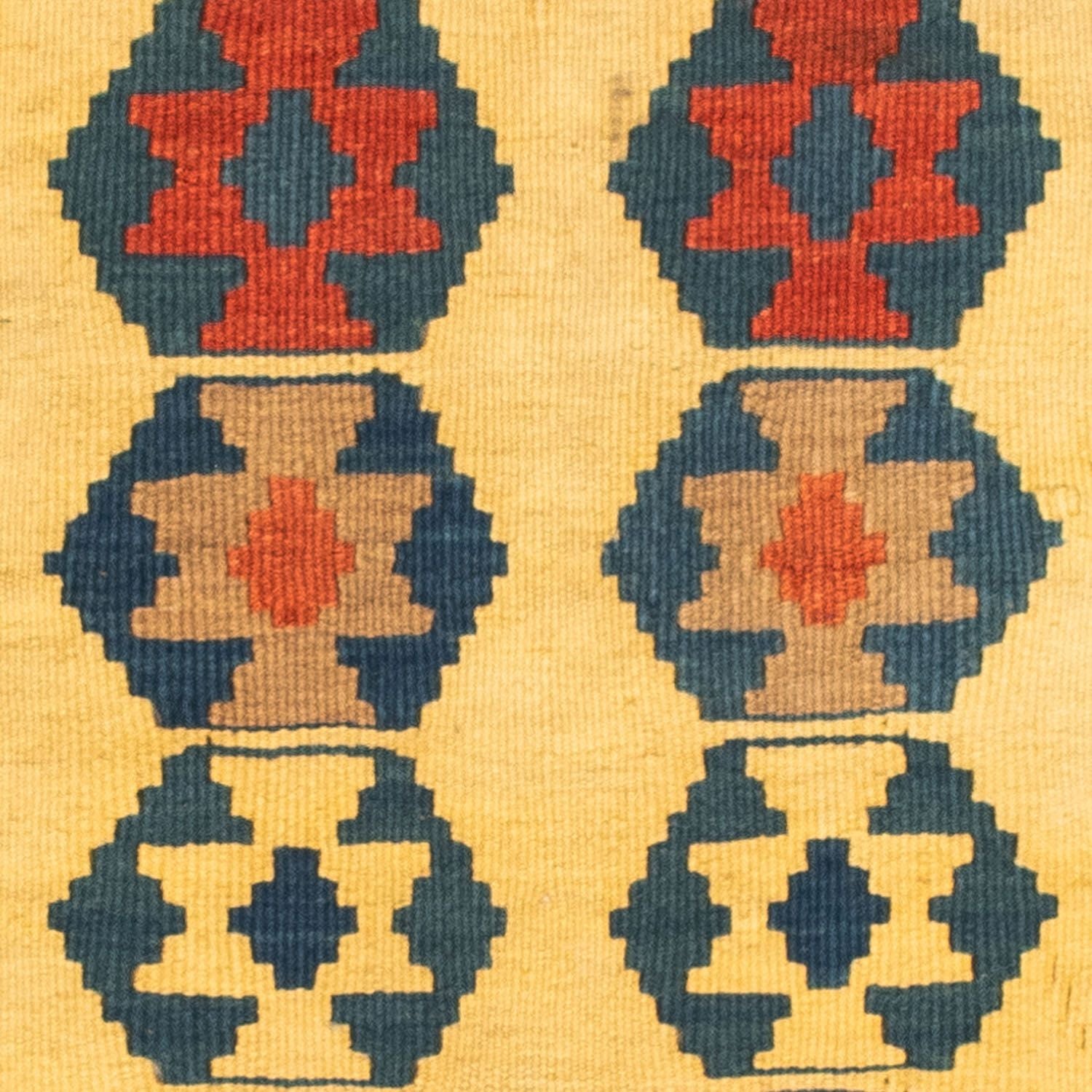 Kelim-tæppe - orientalsk firkantet  - 101 x 95 cm - guld