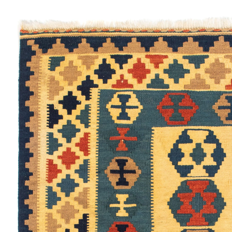 Kelim-tæppe - orientalsk firkantet  - 101 x 95 cm - guld