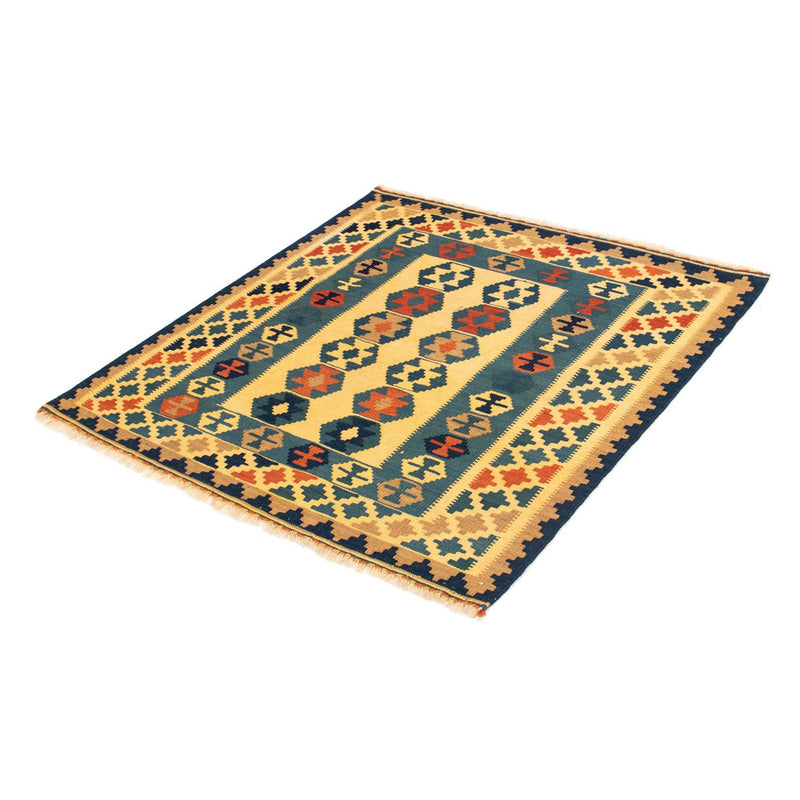Kelim-tæppe - orientalsk firkantet  - 101 x 95 cm - guld