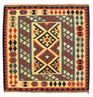 Kelim-tæppe - orientalsk firkantet  - 100 x 100 cm - blå