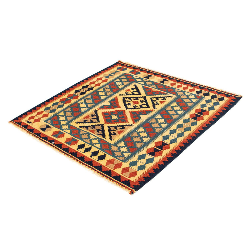 Kelim-tæppe - orientalsk firkantet  - 100 x 100 cm - blå