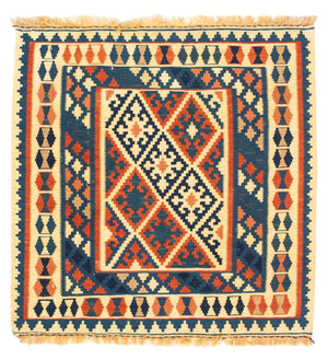 Kelim-tæppe - orientalsk firkantet  - 106 x 100 cm - flerfarvet