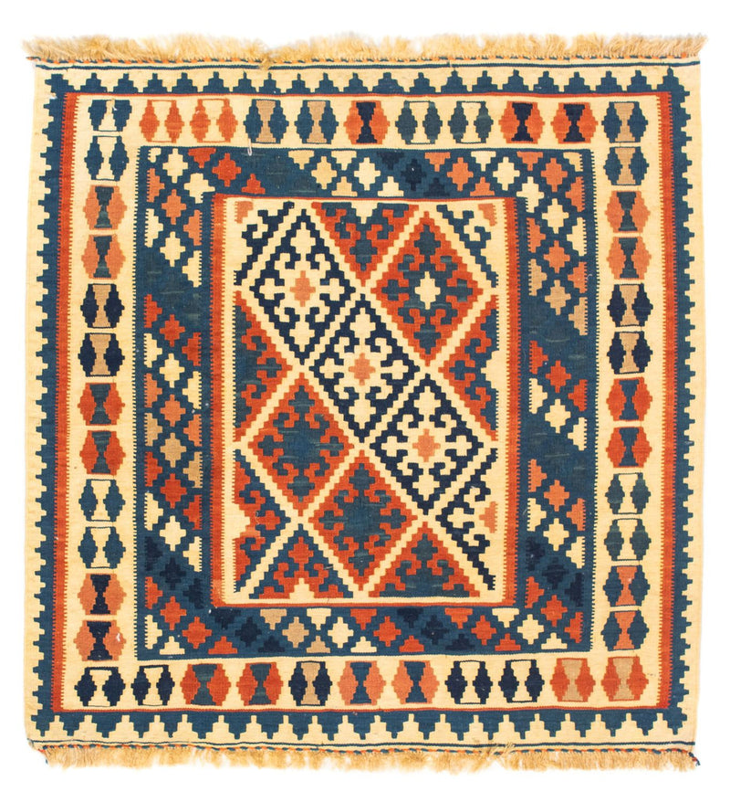 Kelim-tæppe - orientalsk firkantet  - 106 x 100 cm - flerfarvet