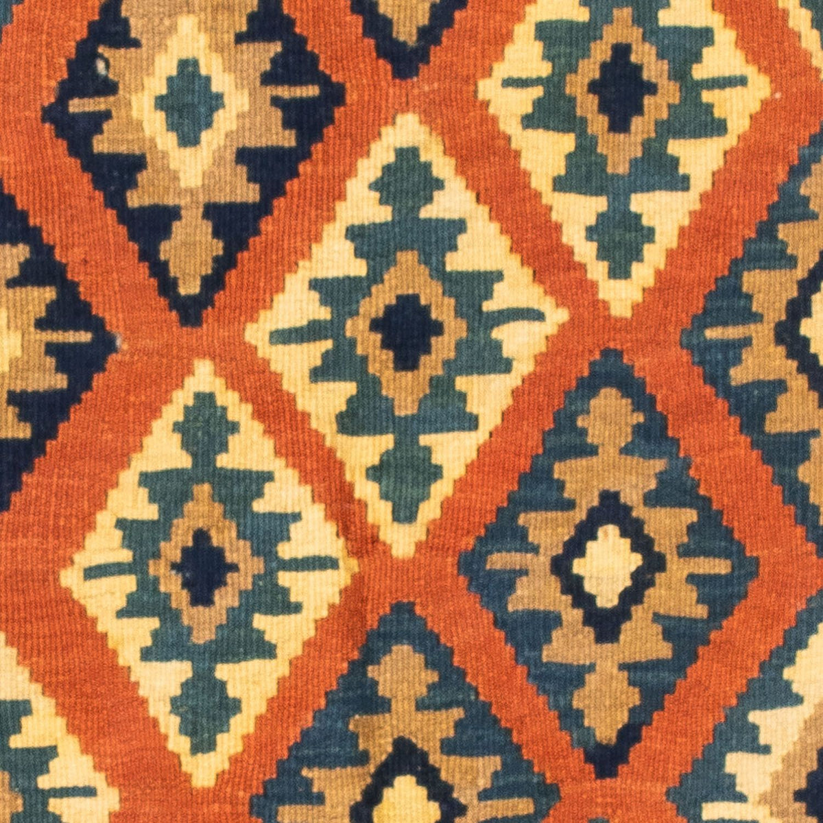 Kelim-tæppe - orientalsk firkantet  - 107 x 100 cm - rust