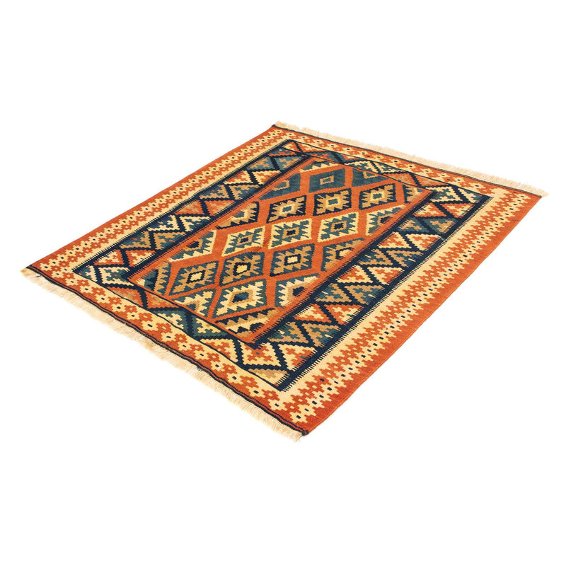 Kelim-tæppe - orientalsk firkantet  - 107 x 100 cm - rust