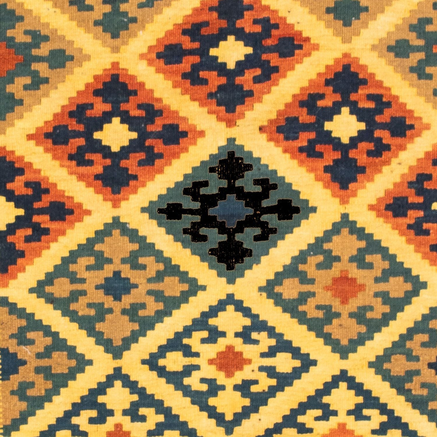 Kelim-tæppe - orientalsk firkantet  - 102 x 95 cm - gul