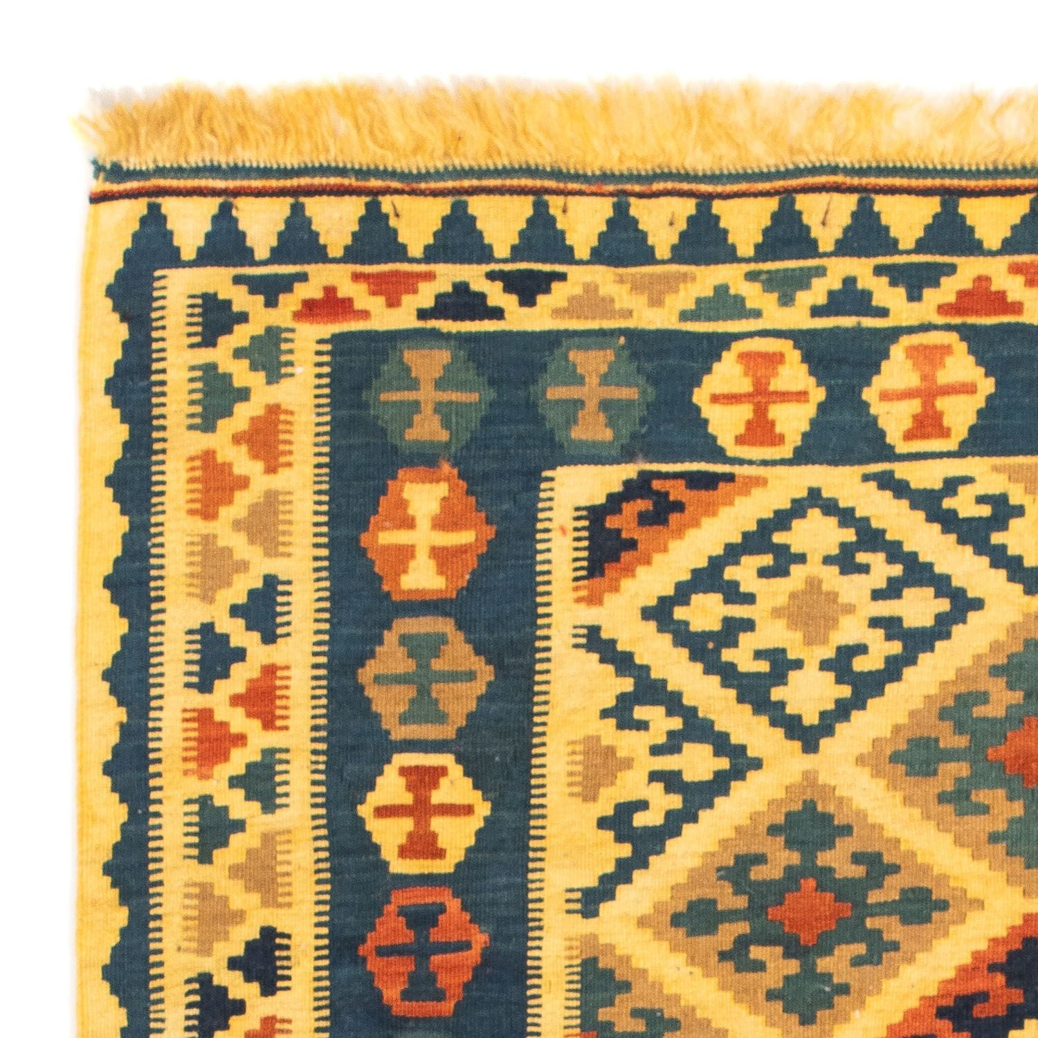 Kelim-tæppe - orientalsk firkantet  - 102 x 95 cm - gul
