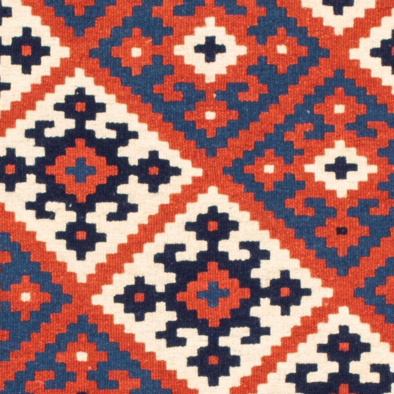 Kelim-tæppe - orientalsk firkantet  - 103 x 101 cm - mørkerød