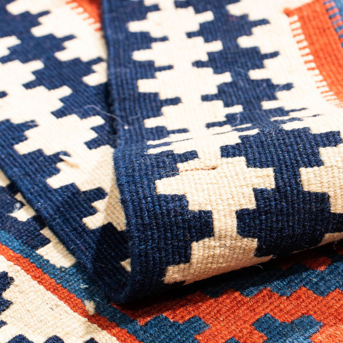 Kelim-tæppe - orientalsk firkantet  - 103 x 101 cm - mørkerød