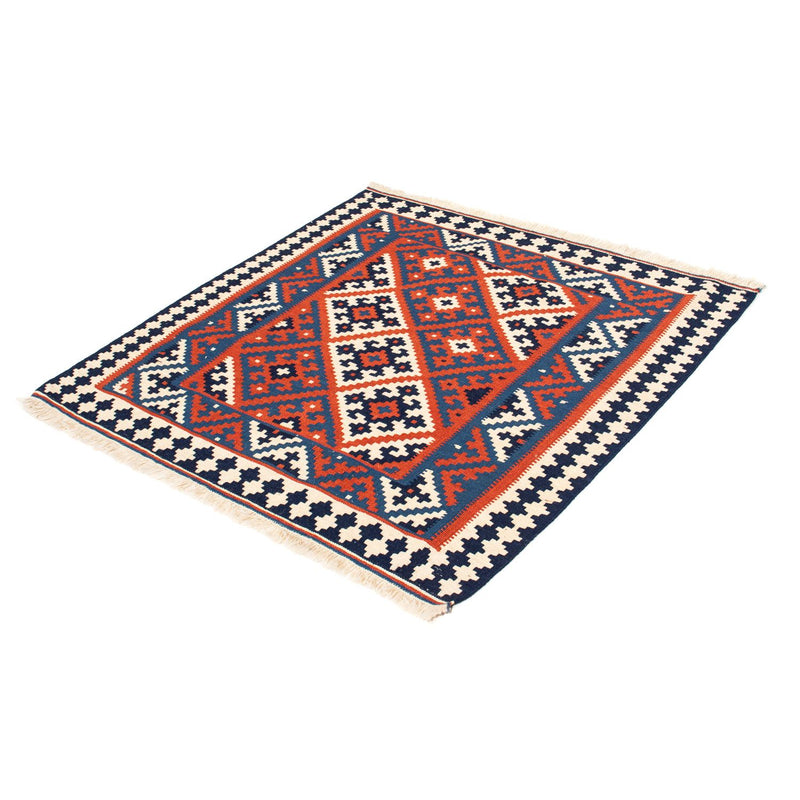 Kelim-tæppe - orientalsk firkantet  - 103 x 101 cm - mørkerød