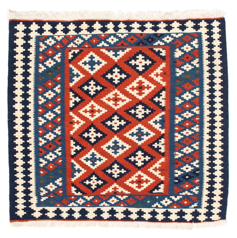 Kelim-tæppe - orientalsk firkantet  - 103 x 100 cm - mørkeblå