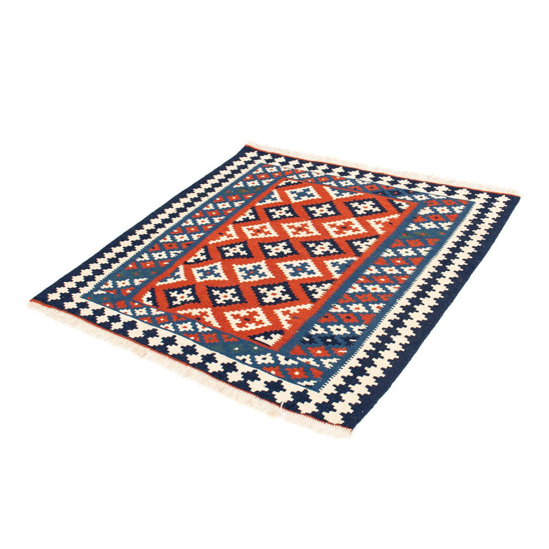 Kelim-tæppe - orientalsk firkantet  - 103 x 100 cm - mørkeblå