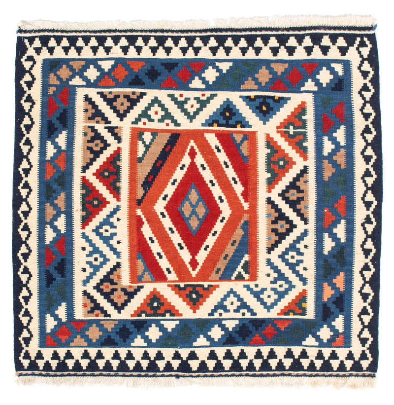 Kelim-tæppe - orientalsk firkantet  - 103 x 102 cm - lyseblå