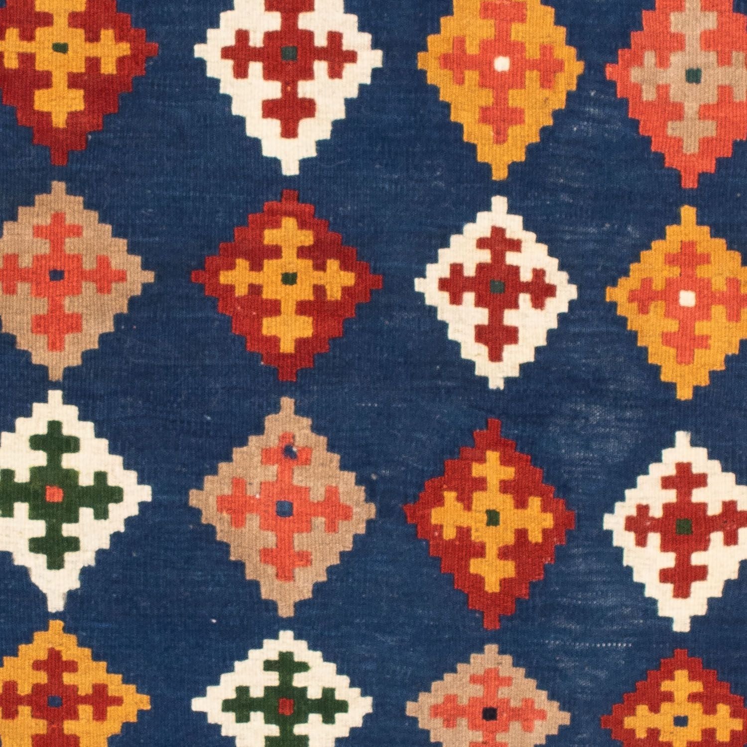 Kelim-tæppe - orientalsk firkantet  - 98 x 98 cm - mørkeblå