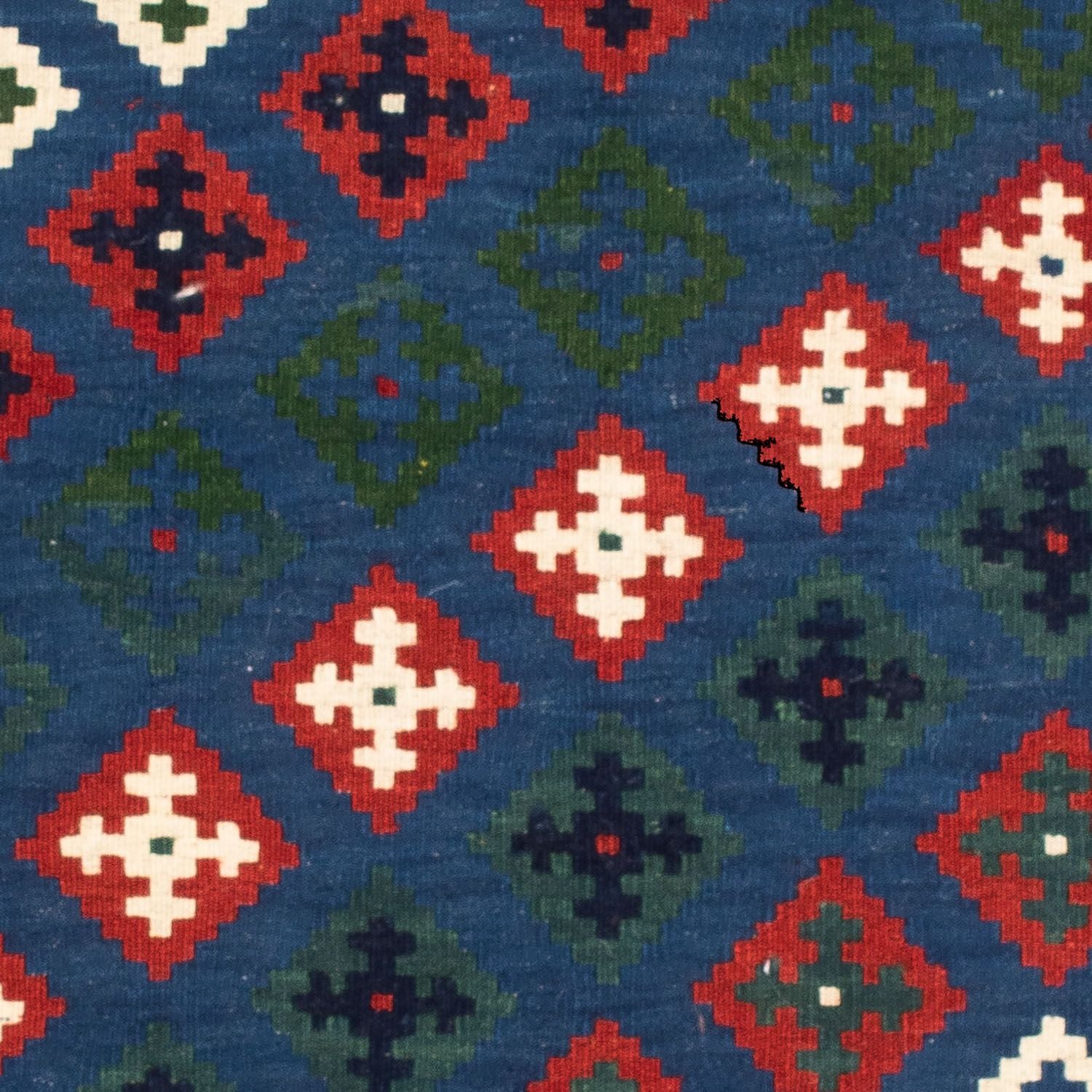 Kelim-tæppe - orientalsk firkantet  - 100 x 100 cm - mørkeblå