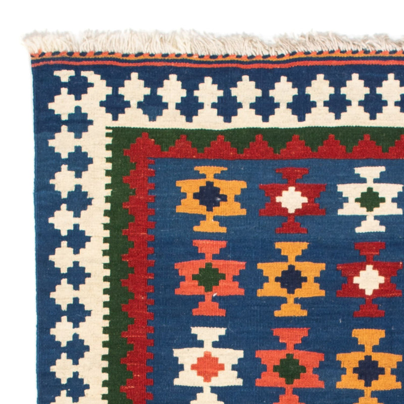 Kelim-tæppe - orientalsk firkantet  - 104 x 100 cm - mørkeblå
