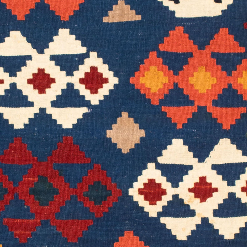 Kelim-tæppe - orientalsk firkantet  - 104 x 102 cm - mørkeblå