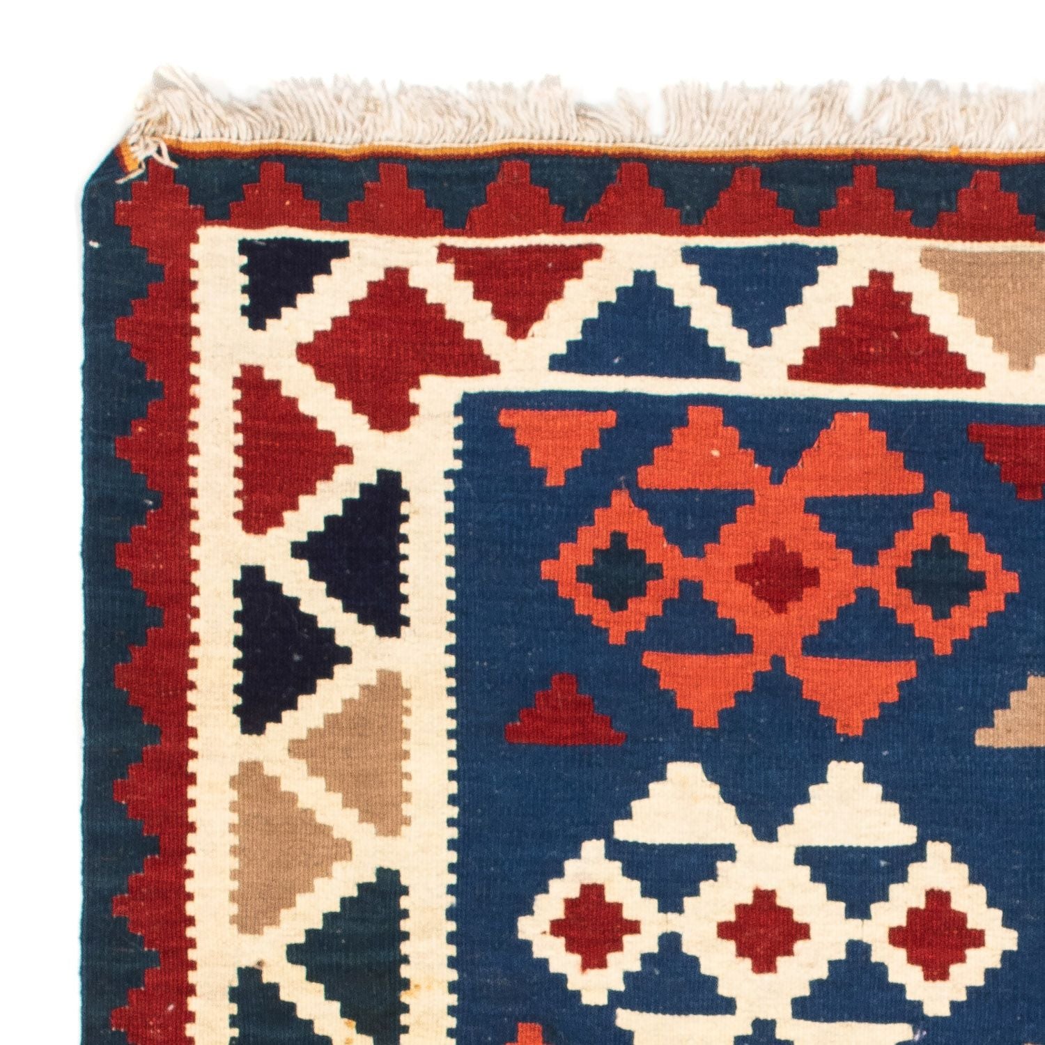 Kelim-tæppe - orientalsk firkantet  - 104 x 102 cm - mørkeblå