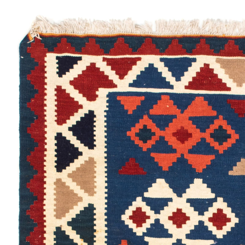 Kelim-tæppe - orientalsk firkantet  - 104 x 102 cm - mørkeblå