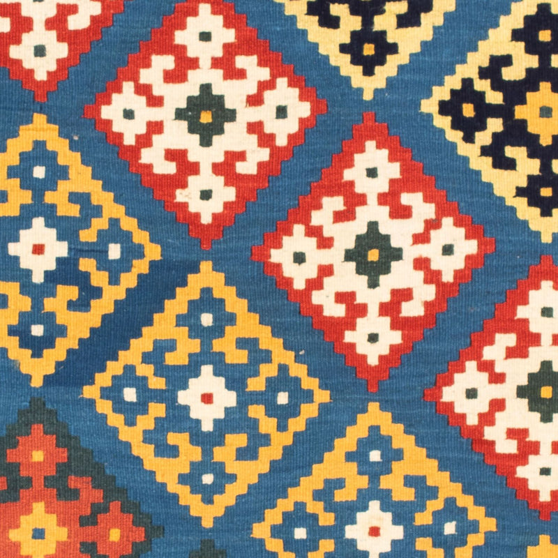 Kelim-tæppe - orientalsk firkantet  - 103 x 93 cm - lyseblå