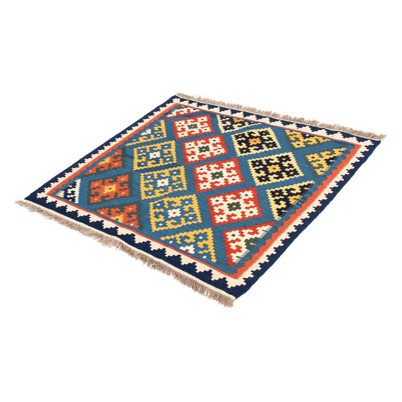 Kelim-tæppe - orientalsk firkantet  - 103 x 93 cm - lyseblå