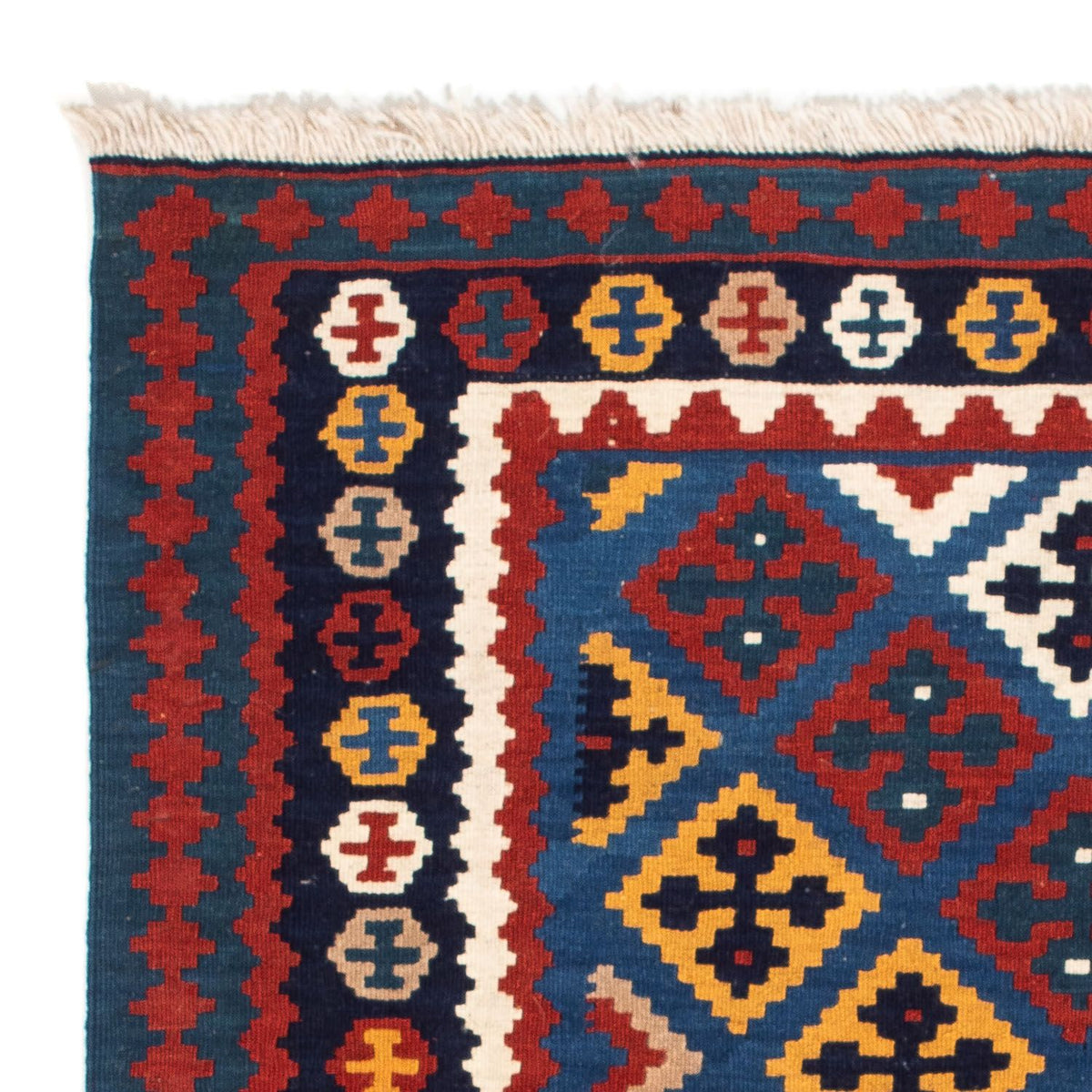 Kelim-tæppe - orientalsk firkantet  - 104 x 103 cm - mørkeblå