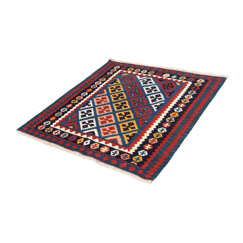 Kelim-tæppe - orientalsk firkantet  - 104 x 103 cm - mørkeblå