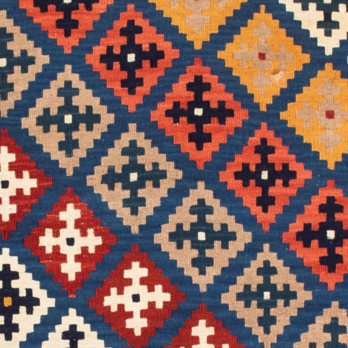 Kelim-tæppe - orientalsk firkantet  - 103 x 97 cm - mørkeblå