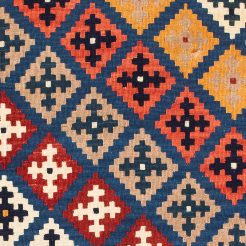 Kelim-tæppe - orientalsk firkantet  - 103 x 97 cm - mørkeblå