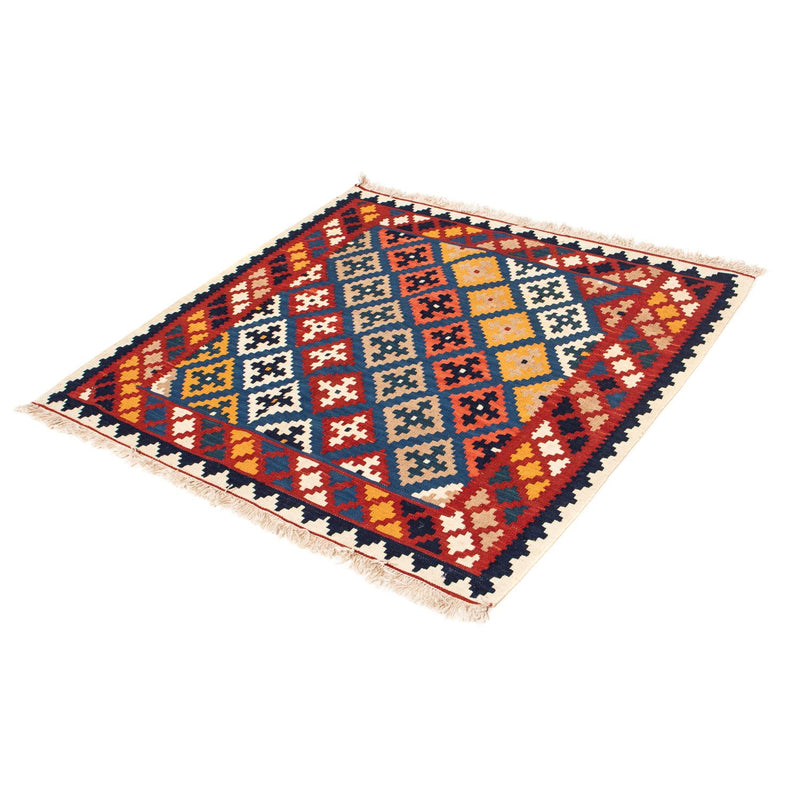 Kelim-tæppe - orientalsk firkantet  - 103 x 97 cm - mørkeblå