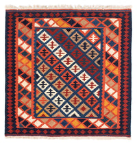 Kelim-tæppe - orientalsk firkantet  - 104 x 100 cm - mørkeblå