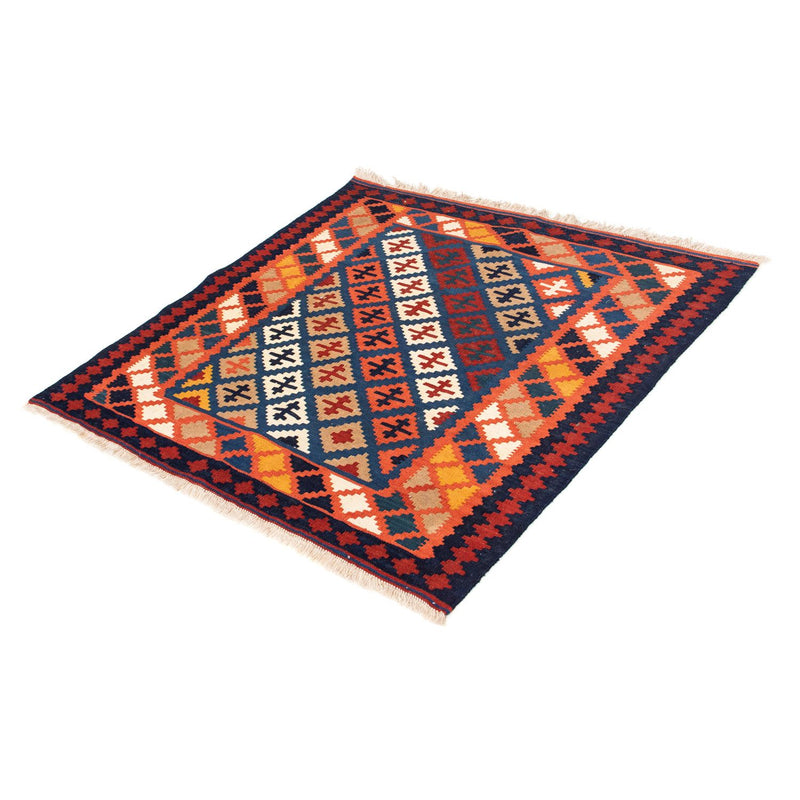 Kelim-tæppe - orientalsk firkantet  - 104 x 100 cm - mørkeblå