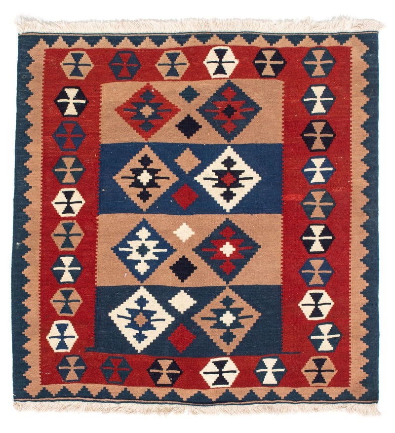 Kelim-tæppe - orientalsk firkantet  - 100 x 97 cm - flerfarvet